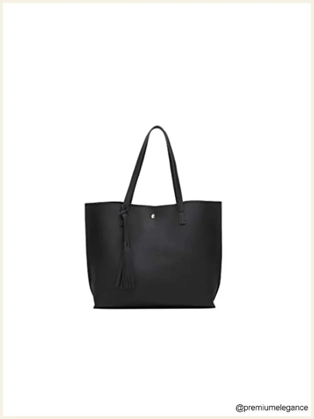 Faux Leather Tote Shoulder Bag with Tassel, Large Capacity Handbag
